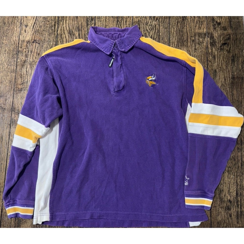 vintage starter pro line minnesota vikings collared sweater